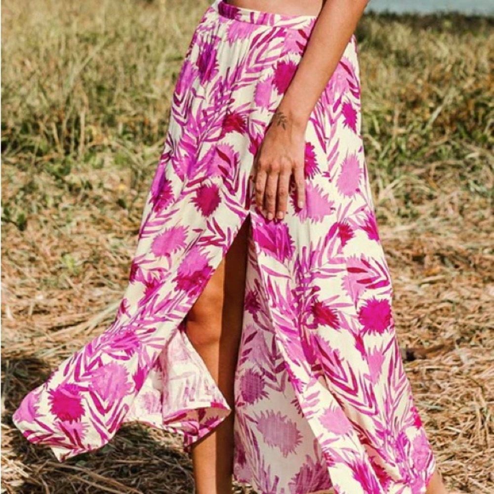 Cupshe Pink and White Floral Maxi Skirt